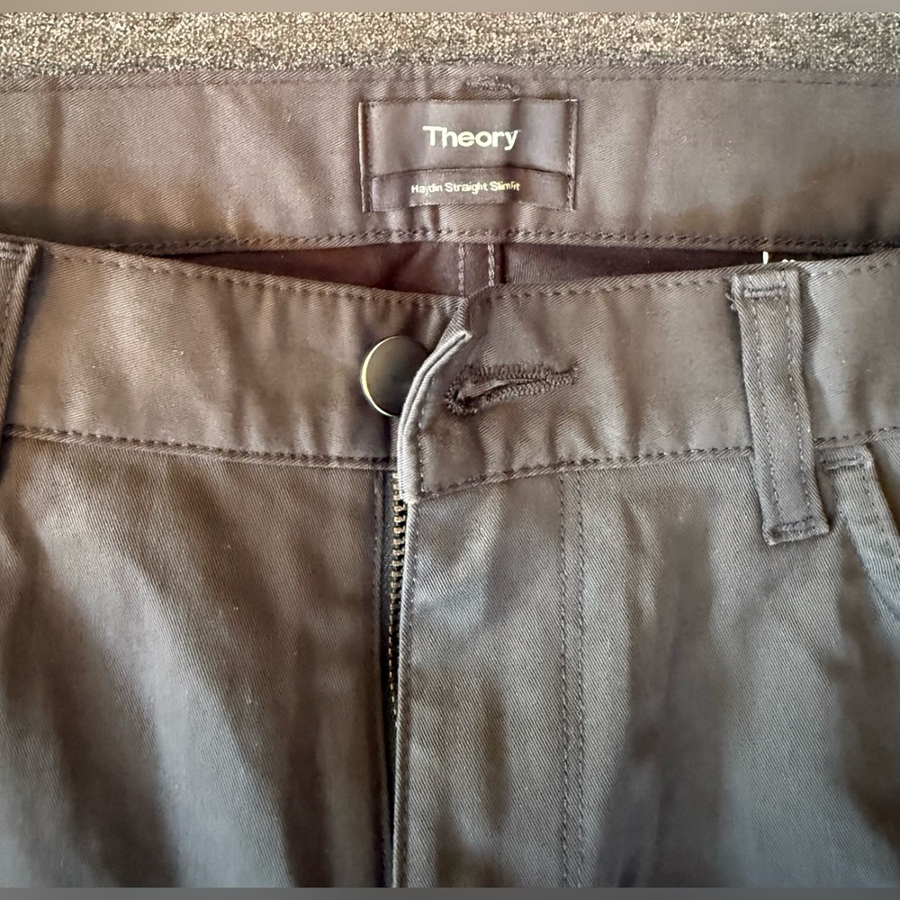 Theory-Haydin Straight Slim Fit Charcoal Trousers for Men